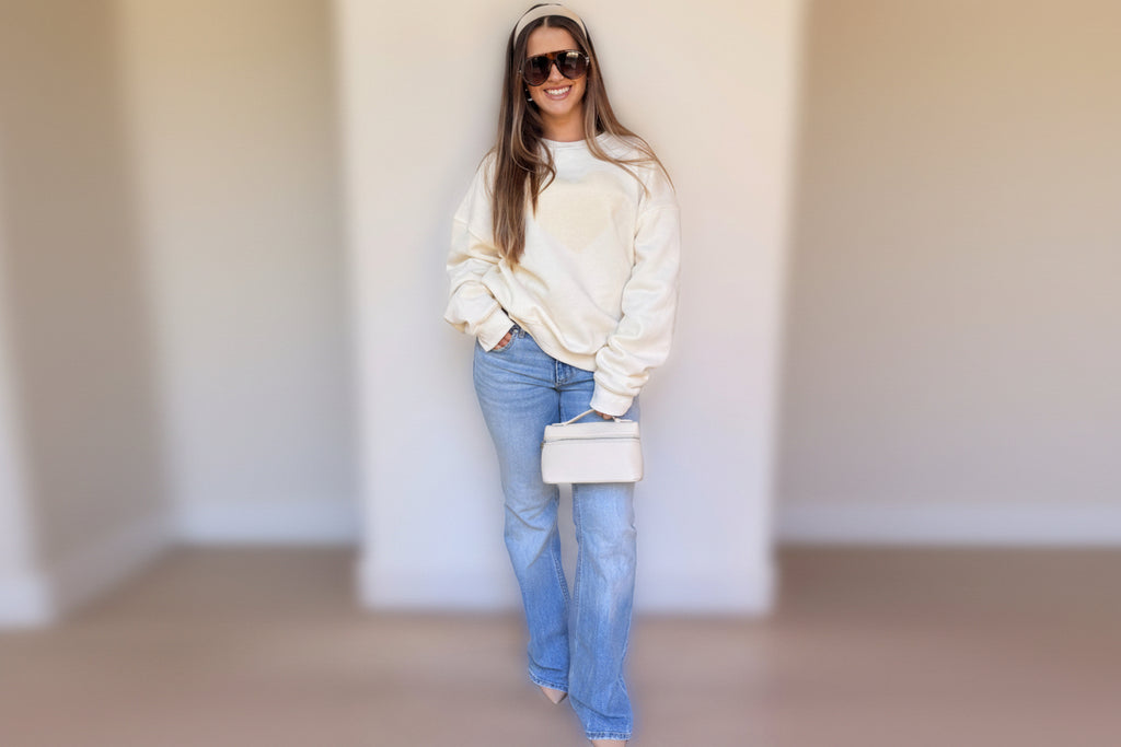 Quiet Love, Premium Cotton  Crewneck, Vanilla