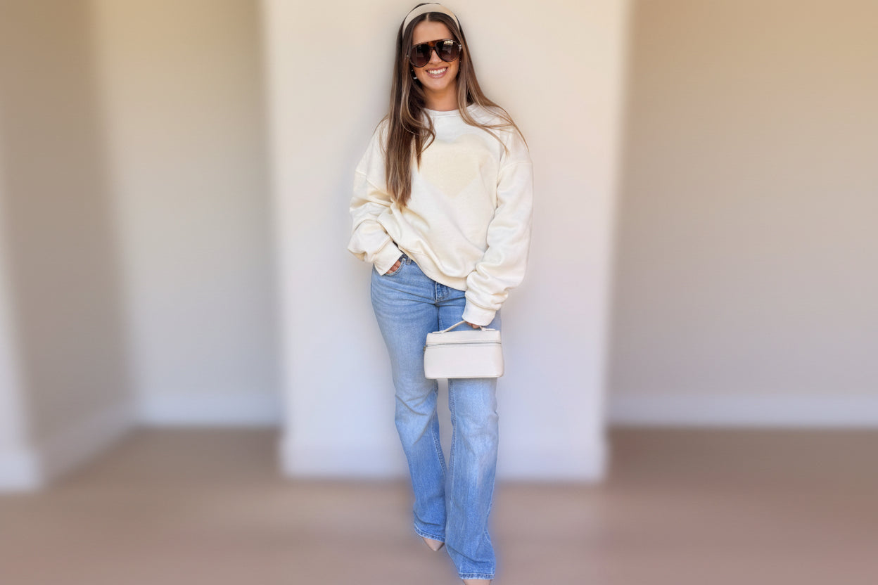 Quiet Love, Premium Cotton  Crewneck, Vanilla