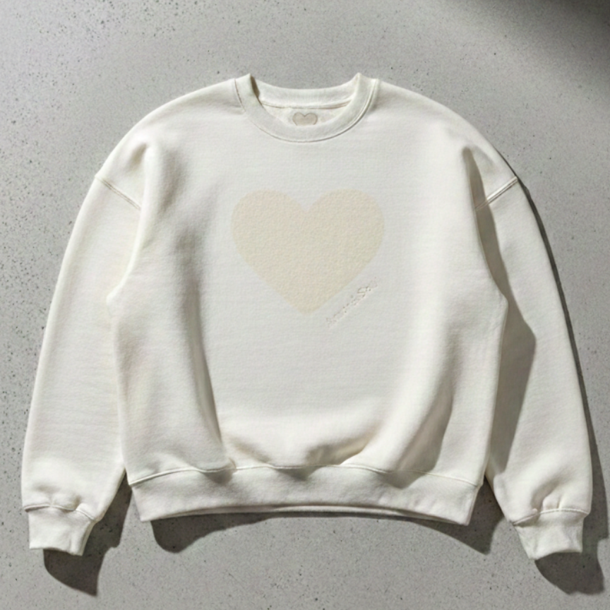Quiet Love, Premium Cotton  Crewneck, Vanilla