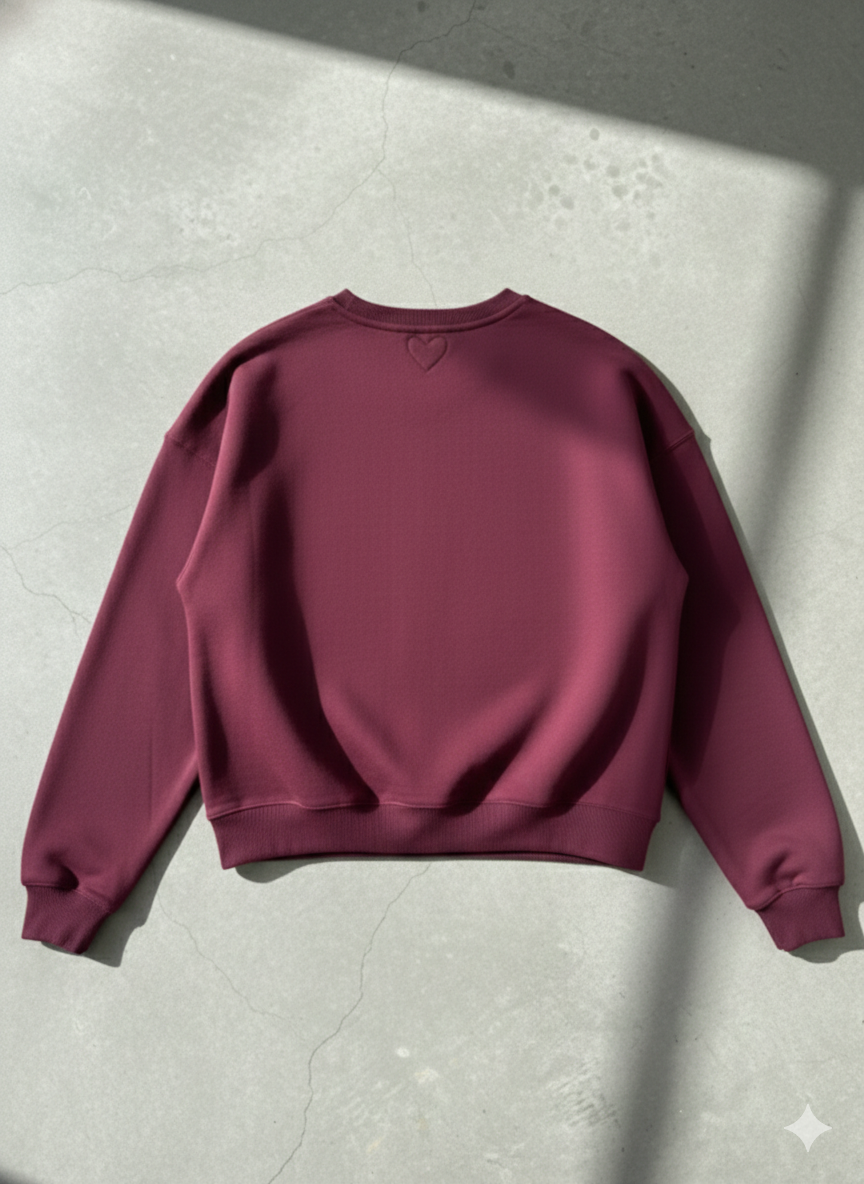 Quiet Love, Premium Cotton Crewneck, Merlot