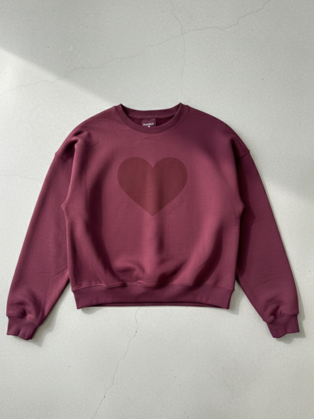 Quiet Love, Premium Cotton Crewneck, Merlot