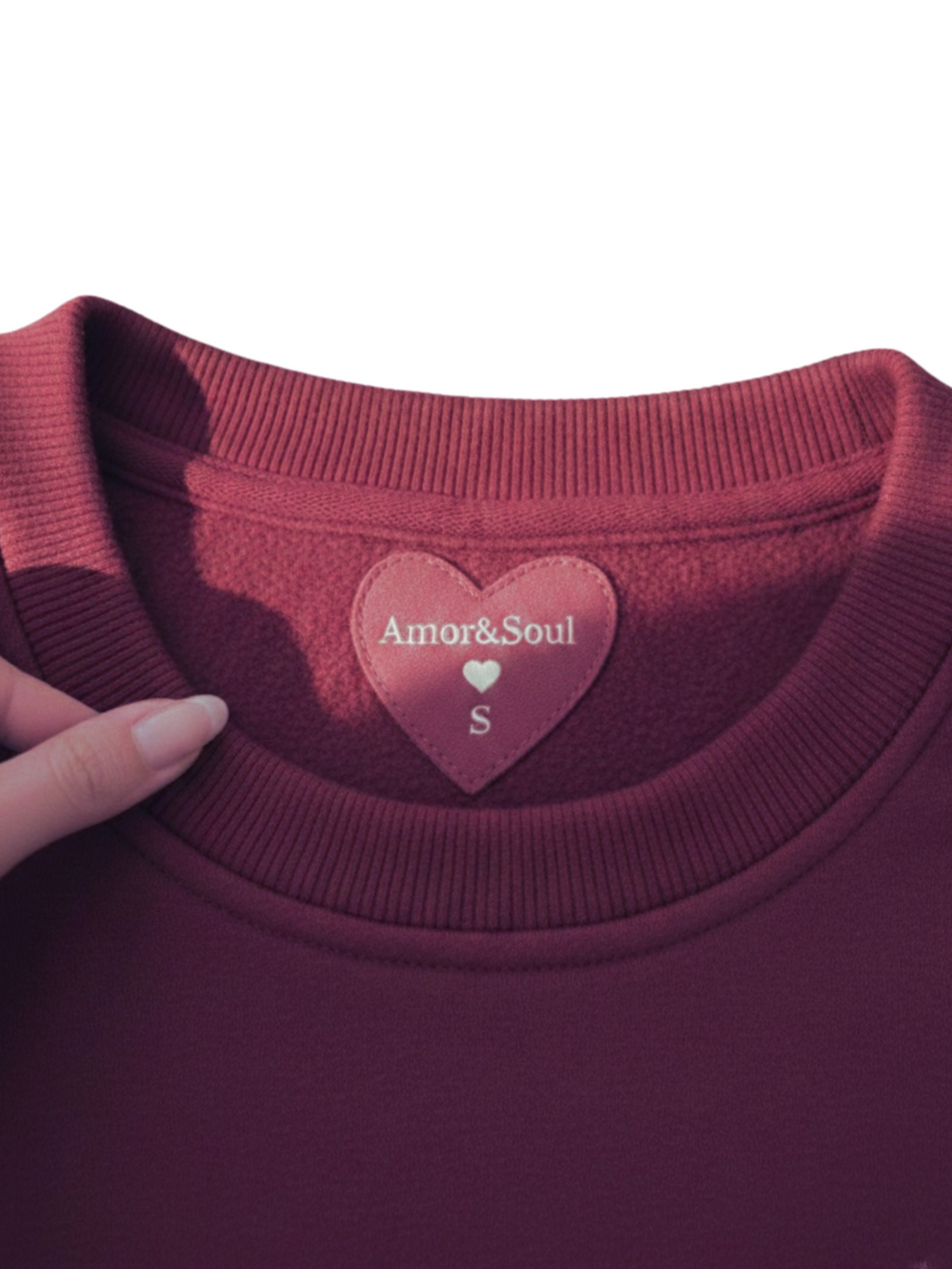Quiet Love, Premium Cotton Crewneck, Merlot